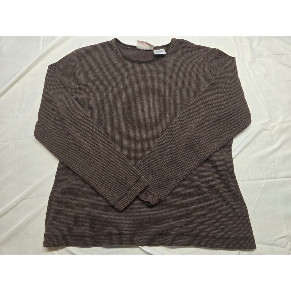 Faded Glory‎ Brown Waffle Knit Long Sleeve Top Casual Comfortable Basic Med